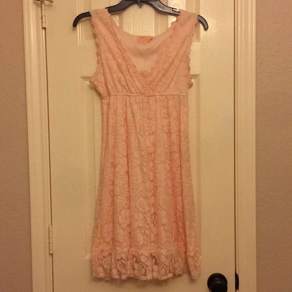 Baby pink lace boutique dress